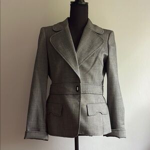 Anne Klein Grey Fitted Blazer Jacket Size 8